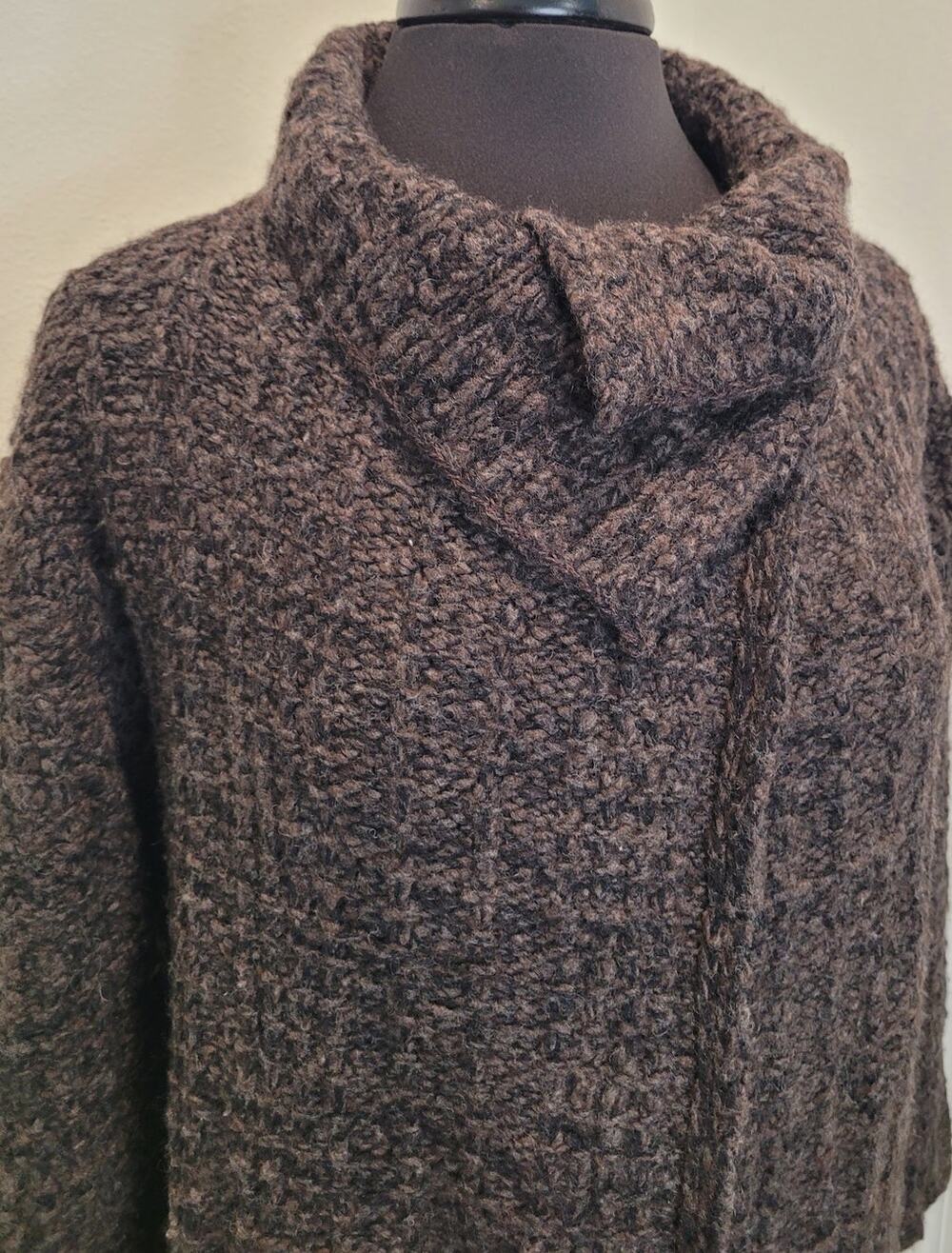 Eileen Fisher Wool Alpaca Cardigan Brown M Longline Minimal Luxe Cozy
